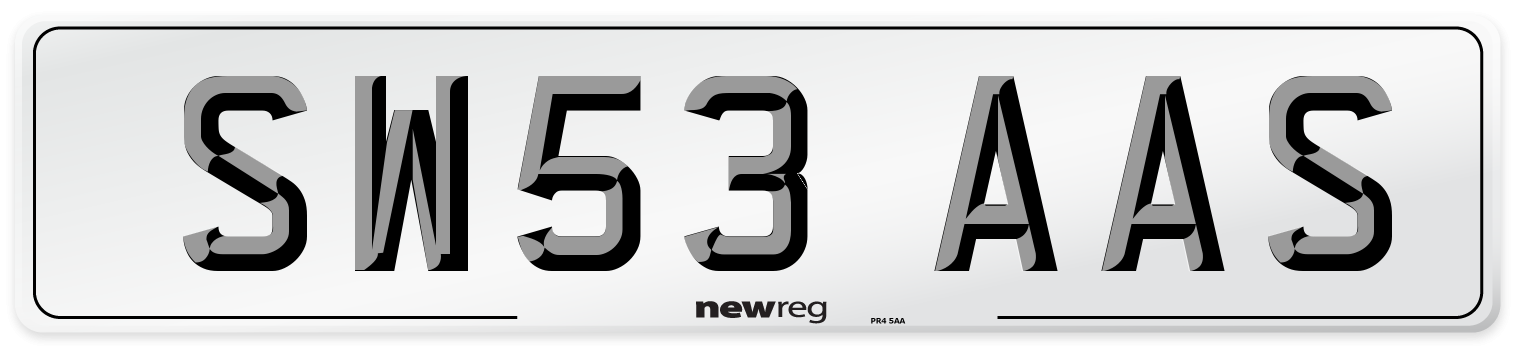 SW53 AAS Number Plate from New Reg